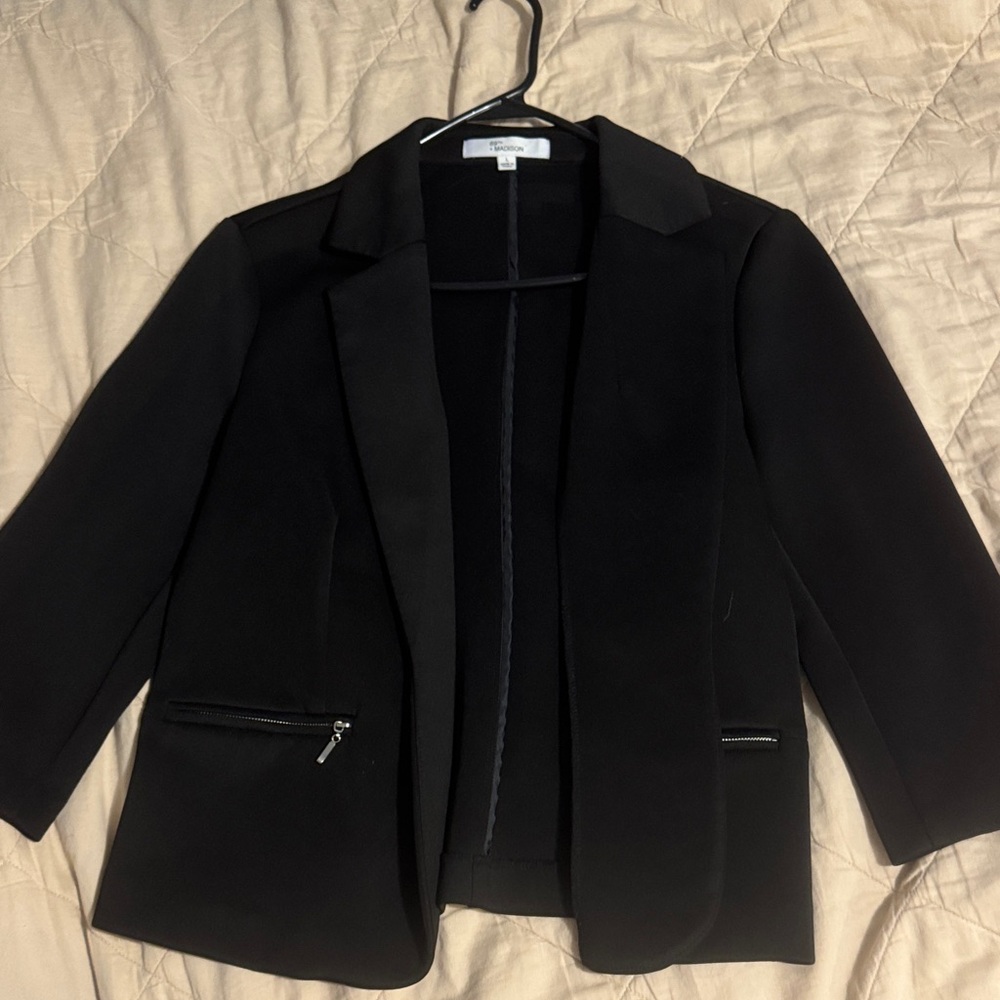 89th & Madison Women's Black Blazer with Zipper Details